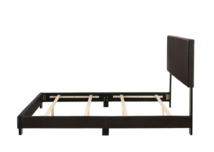 Spring Box Supported Leather Bed - Espresso - Queen