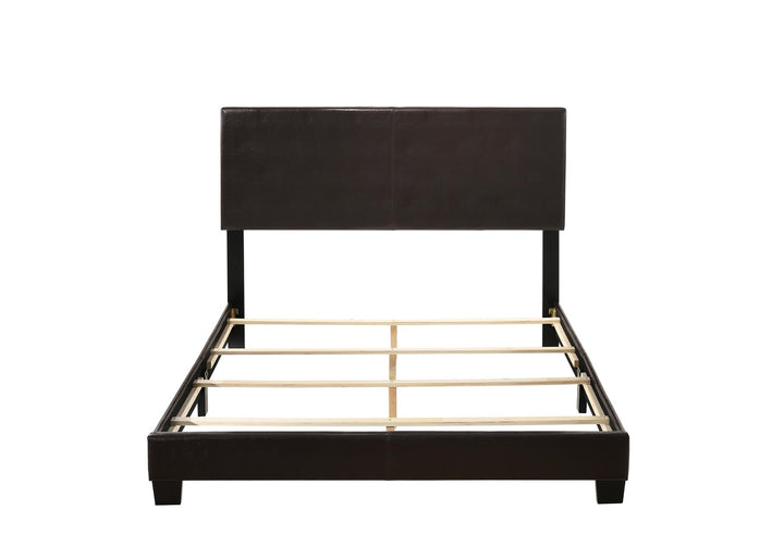 Upholstered Faux Leather Bed  - Espresso - Queen
