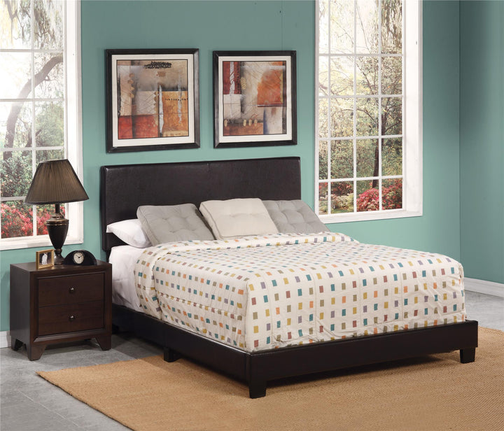 Upholstered Platform Bed  - Espresso - Queen
