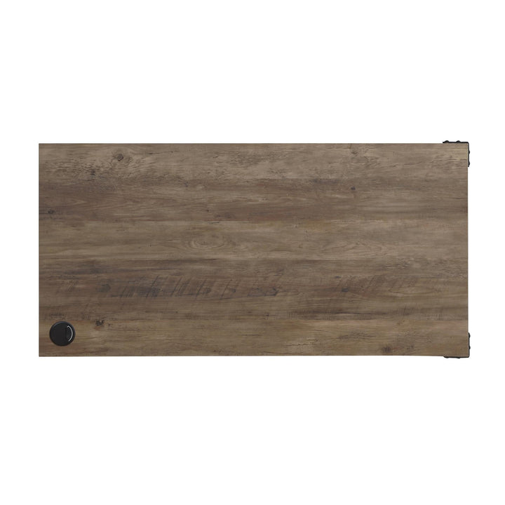 Corner L-Shape Writing Desk with Storage - Rustic Oak