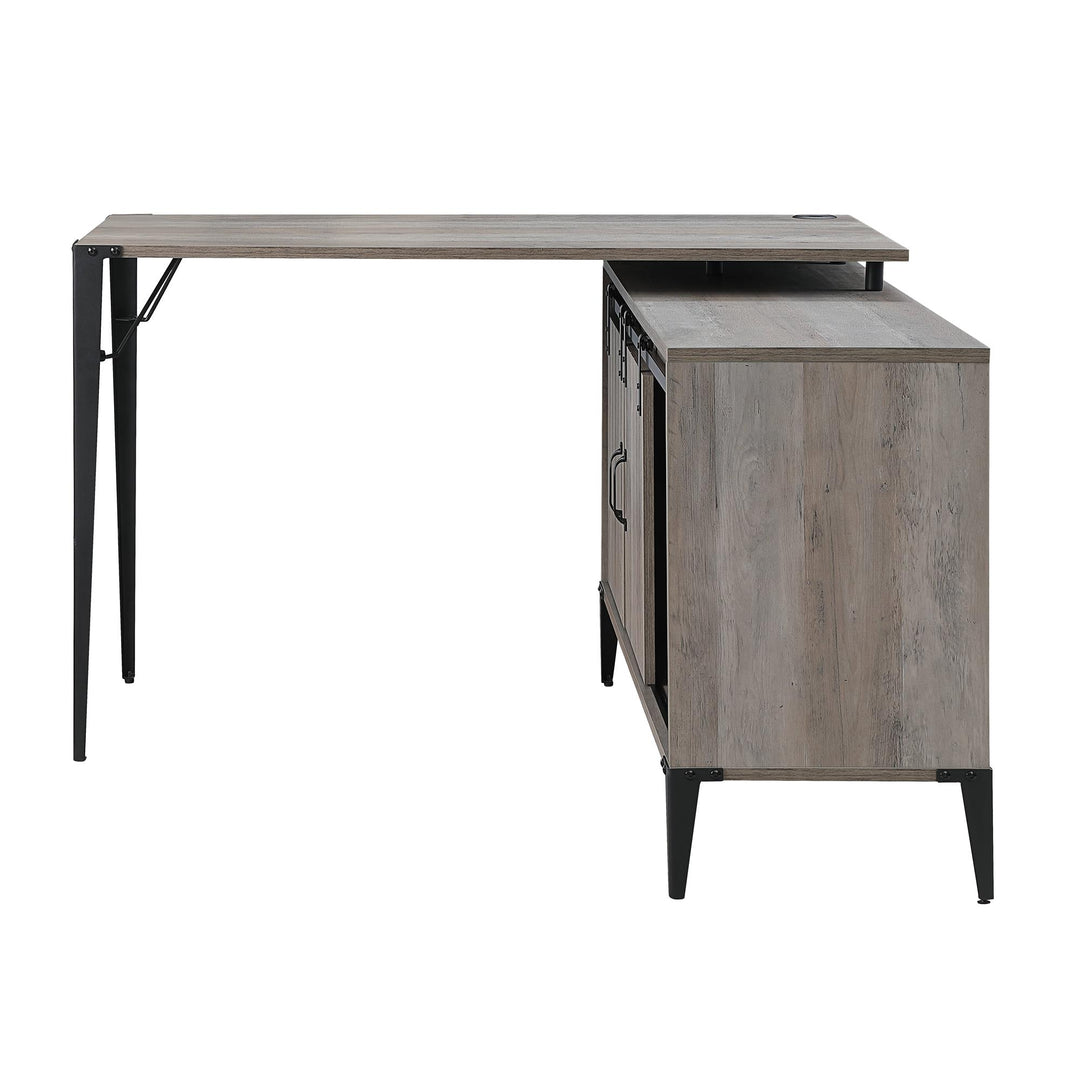 L-Shape Writing Desk for Home Office - Gray Oak