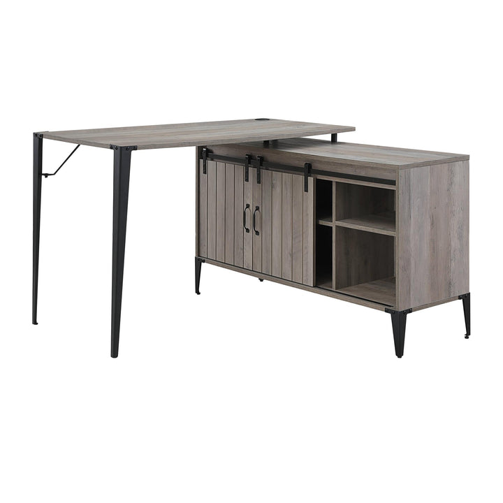 Rustic L-Shape Study Desk - Gray Oak