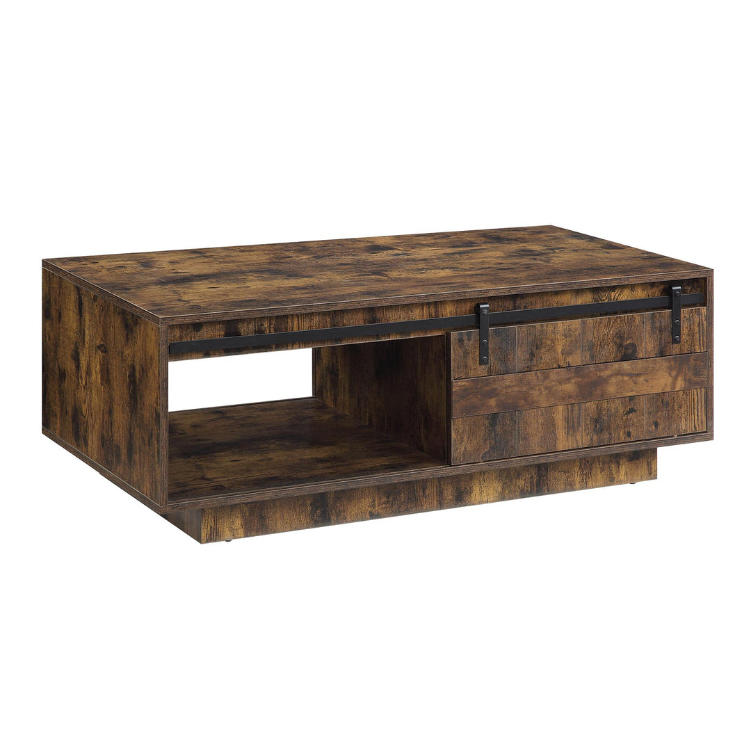 Wooden Coffee Table with Shelf Storage - Rustic Oak