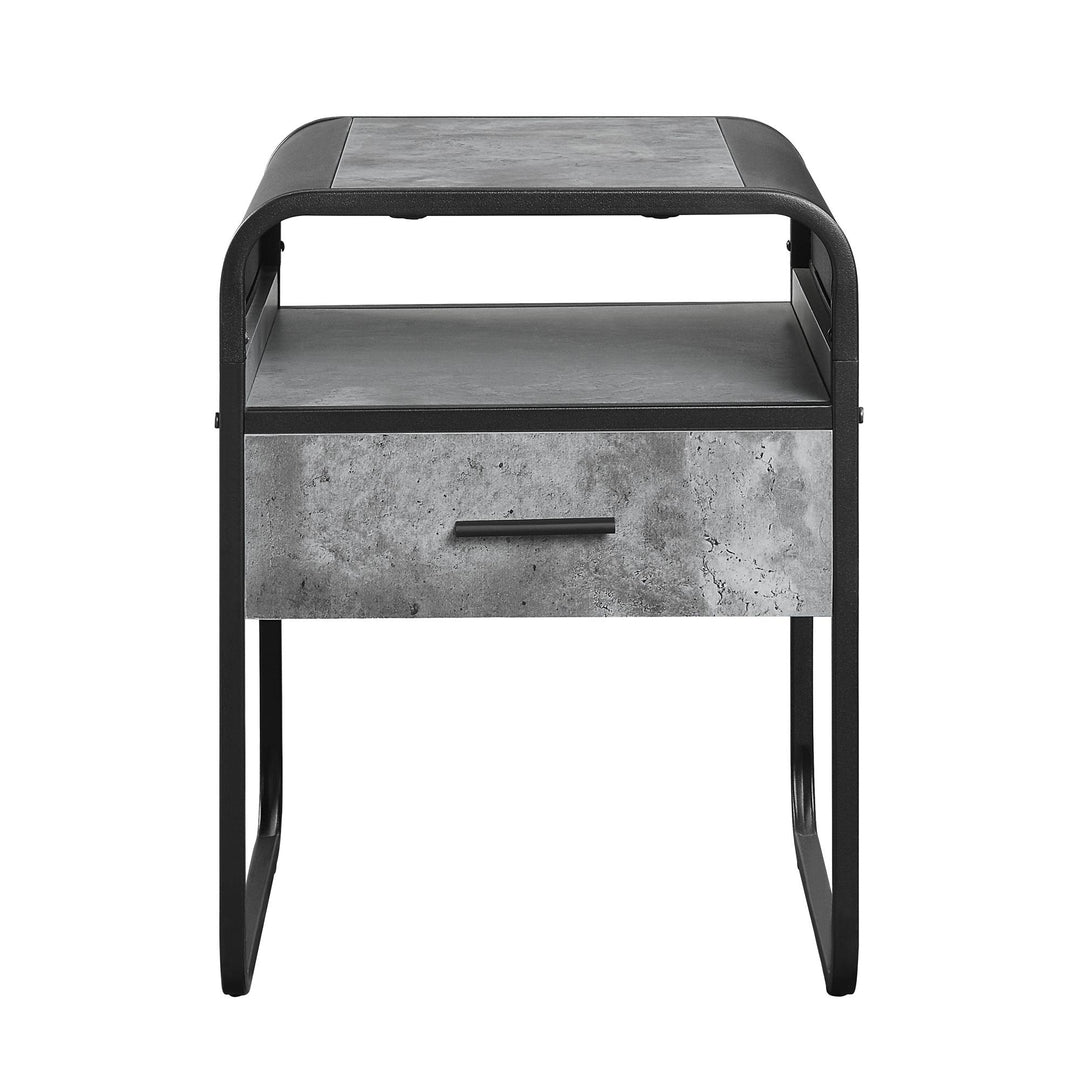Raziela End Table with 1 Shelf and 1 Storage Drawer - Concrete Gray