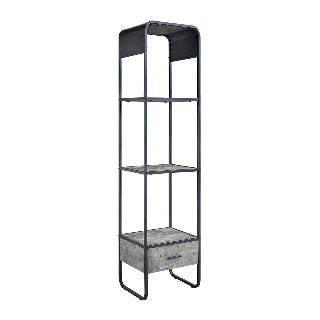 Metal frame Side Pier with 3 Shelves and 1 Drawer - Concrete Gray