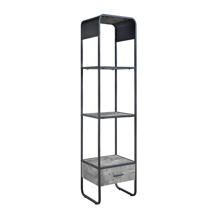Metal frame Side Pier with 3 Shelves and 1 Drawer - Concrete Gray