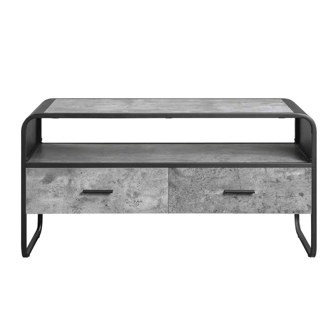 Raziela TV Stand with 1 Open Shelf and 2 Storage Drawers - Concrete Gray