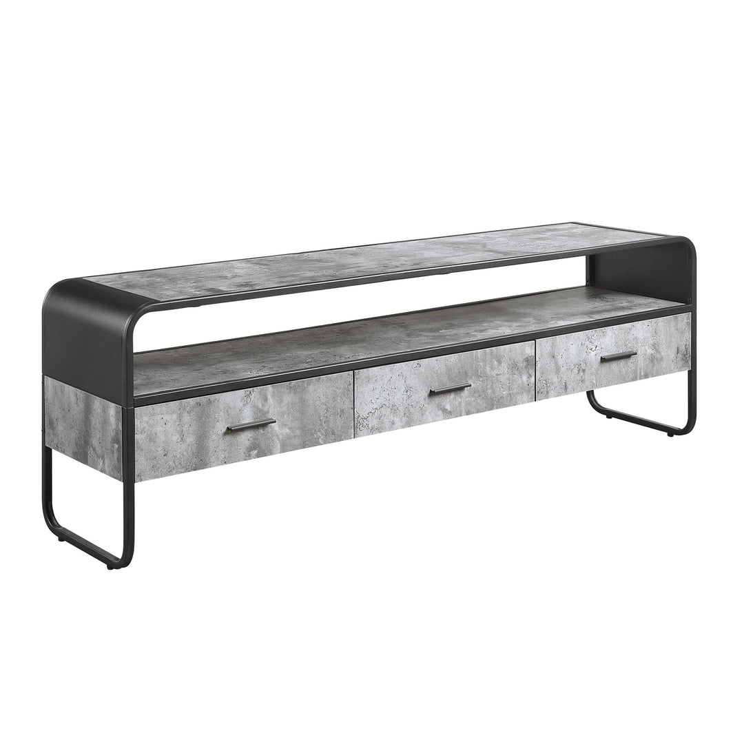 Low-profile 3 Storage Drawers TV Stand with 1 Open Shelf - Concrete Gray