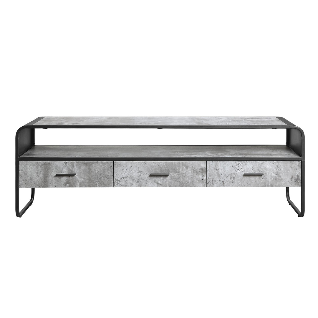 Raziela TV Stand with 1 Open Shelf and 3 Storage Drawers - Concrete Gray