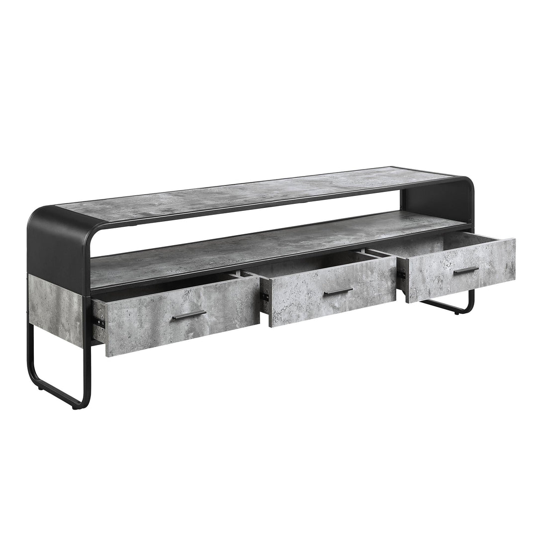 TV Stand with Open Shelf and 3 Storage Drawers for living room - Concrete Gray