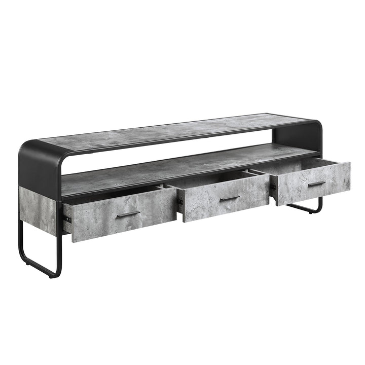 TV Stand with Open Shelf and 3 Storage Drawers for living room - Concrete Gray