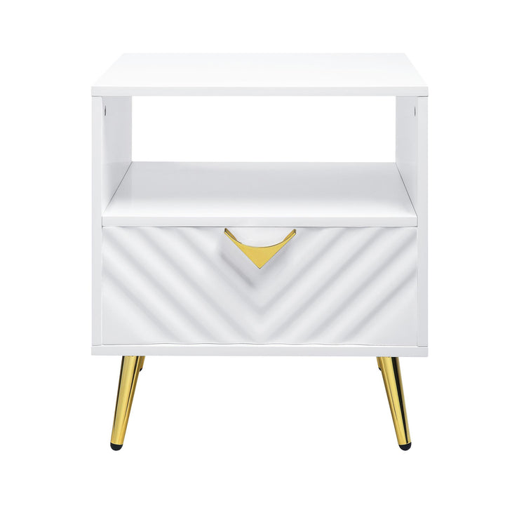 Madison End Table with 1 Drawer and Open Cubby - White