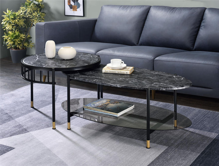 Nesting Coffee Table Set - Black Marble