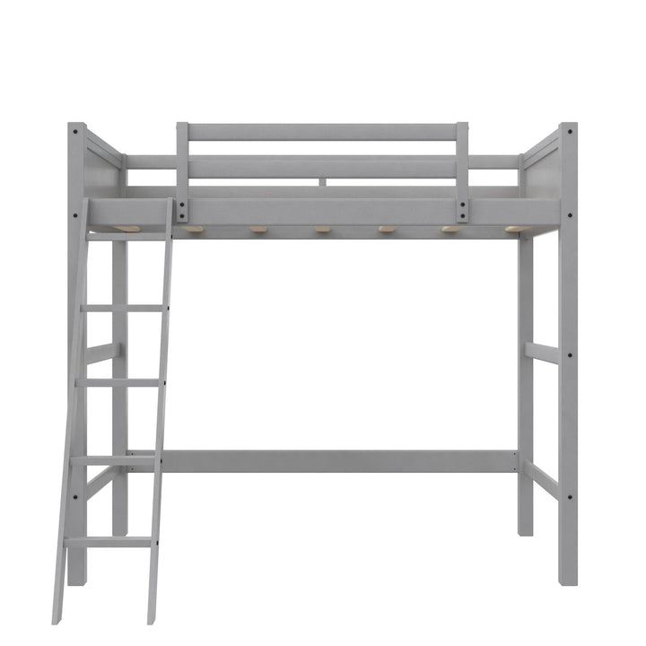 Your Zone Kiarah Twin Loft Bed with Ladder, Gray - Gray
