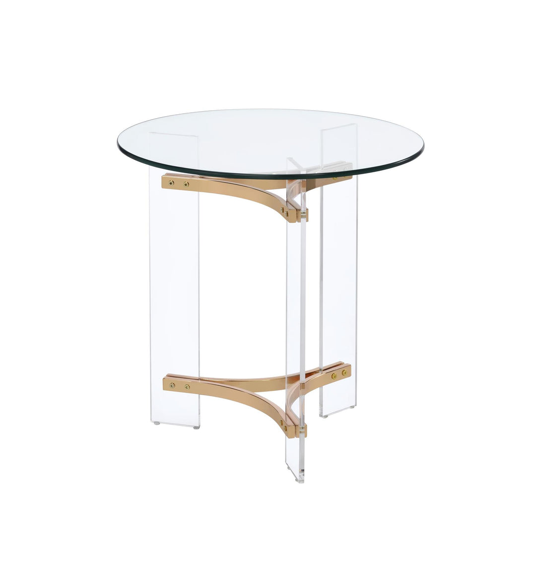 tempered glass top round end table - Gold