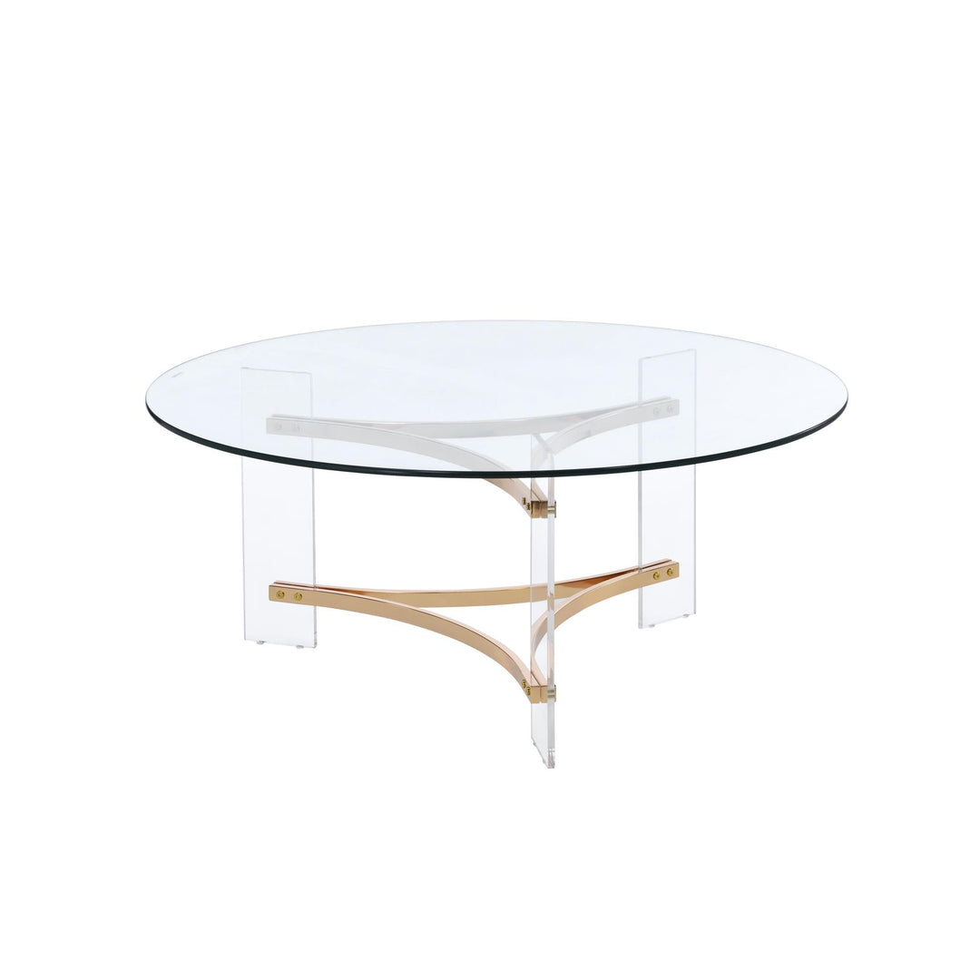Gold metal accent base round coffee table - Gold