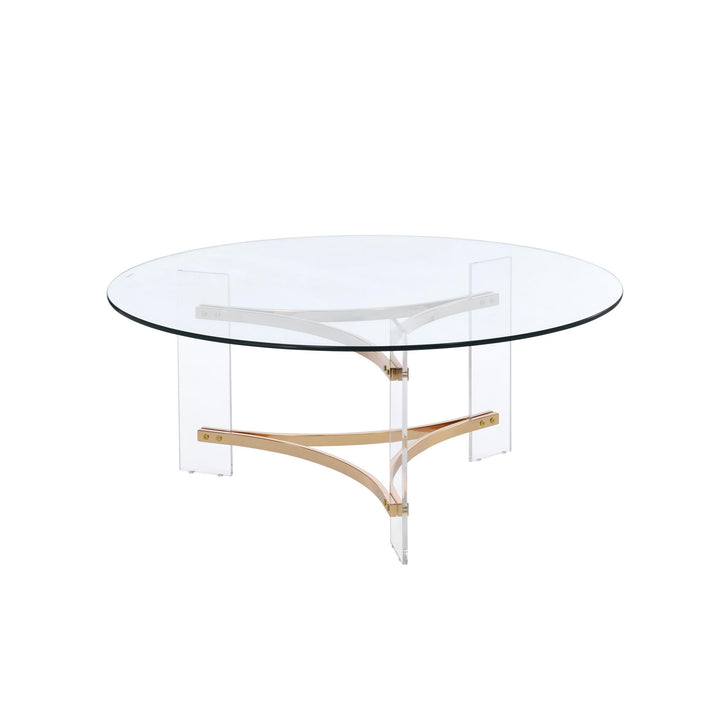 Gold metal accent base round coffee table - Gold