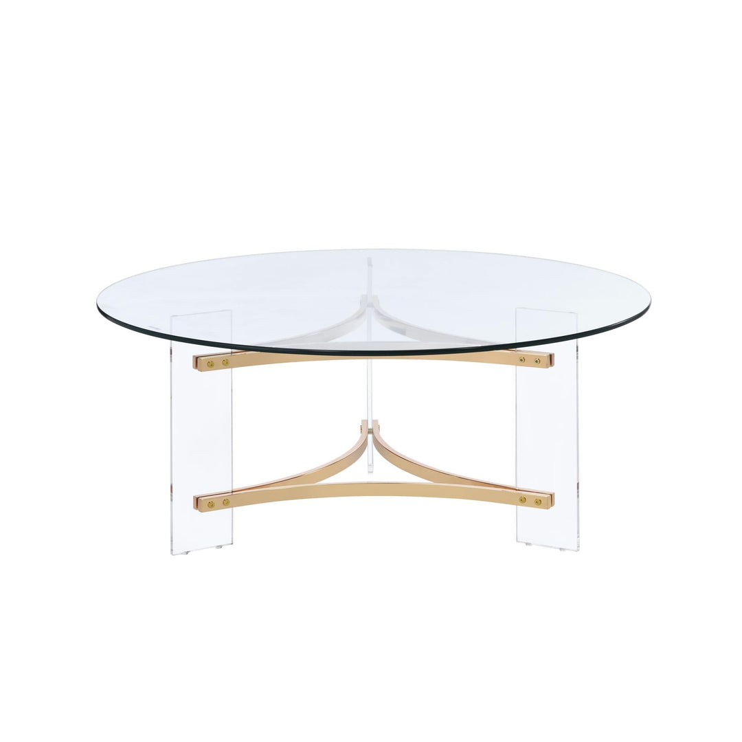 Jet Round Coffee Table with Tempered Glass Top - Gold