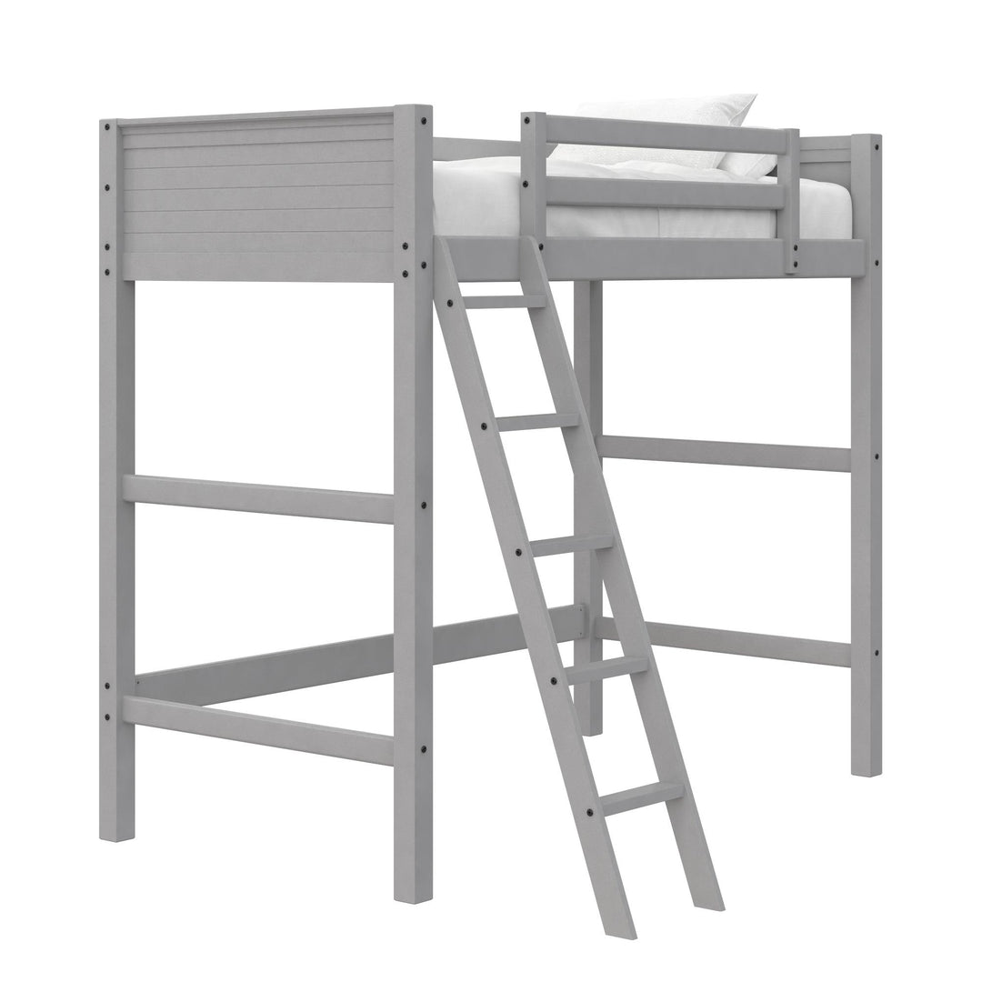 Your Zone Kiarah Twin Loft Bed with Ladder, Gray - Gray
