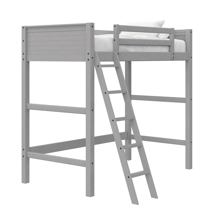 Your Zone Kiarah Twin Loft Bed with Ladder, Gray - Gray