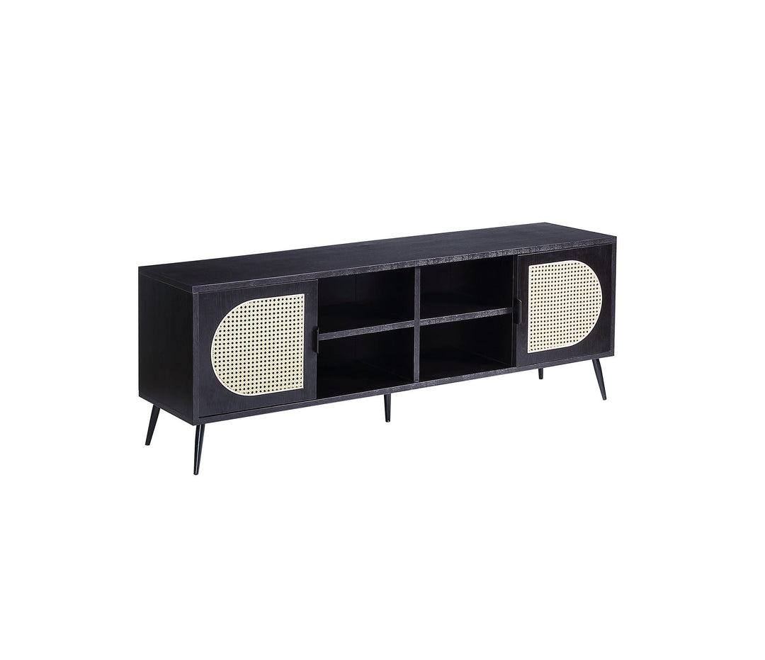 Abigail TV Stand with 4 Open Compartments - Black