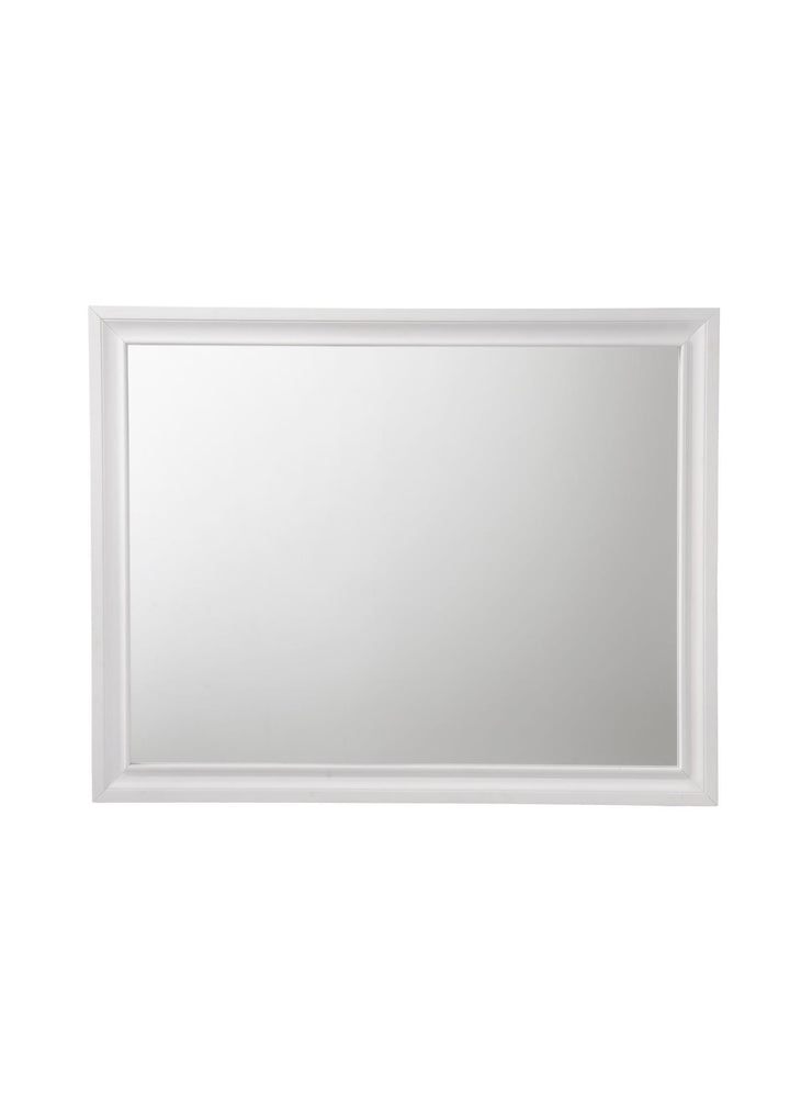 Rectangular Wood Framed Mirror - White