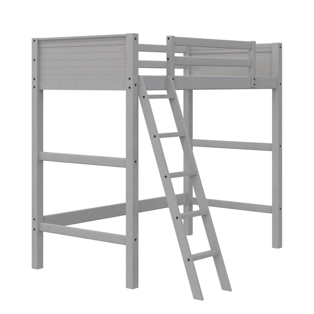 Your Zone Kiarah Twin Loft Bed with Ladder, Gray - Gray