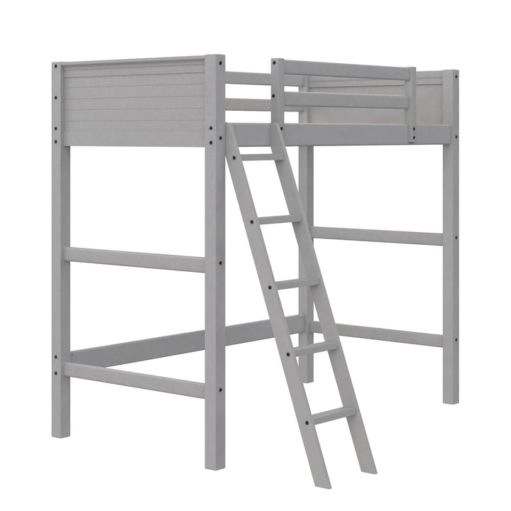 Your Zone Kiarah Twin Loft Bed with Ladder, Gray - Gray