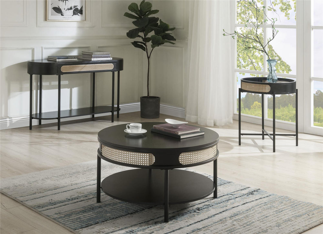 metal round end table - Black