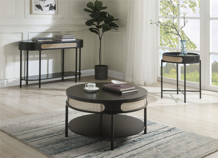 metal round end table - Black