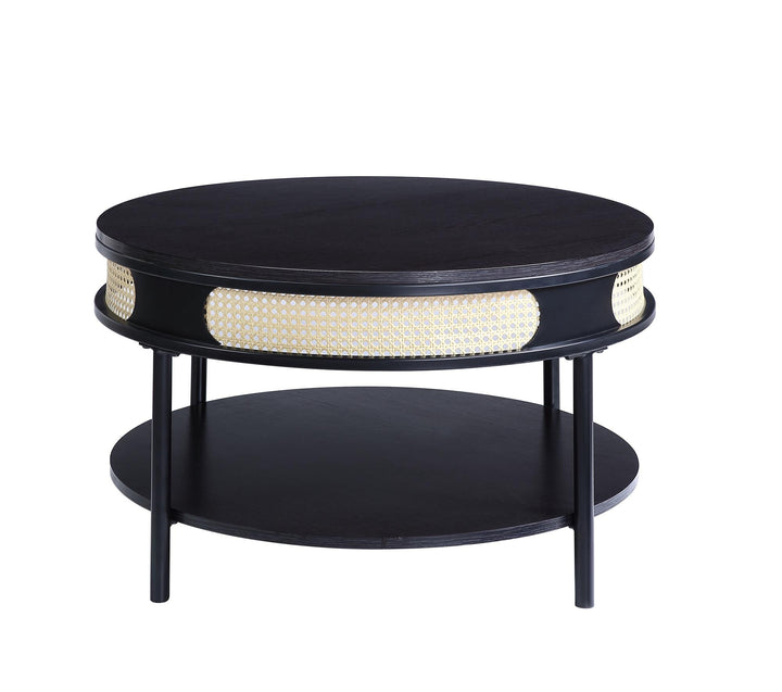 Wooden round coffee table - Black