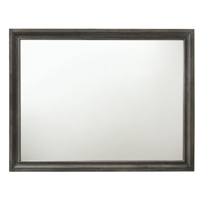 Wooden Framed Rectangular Mirror - Gray