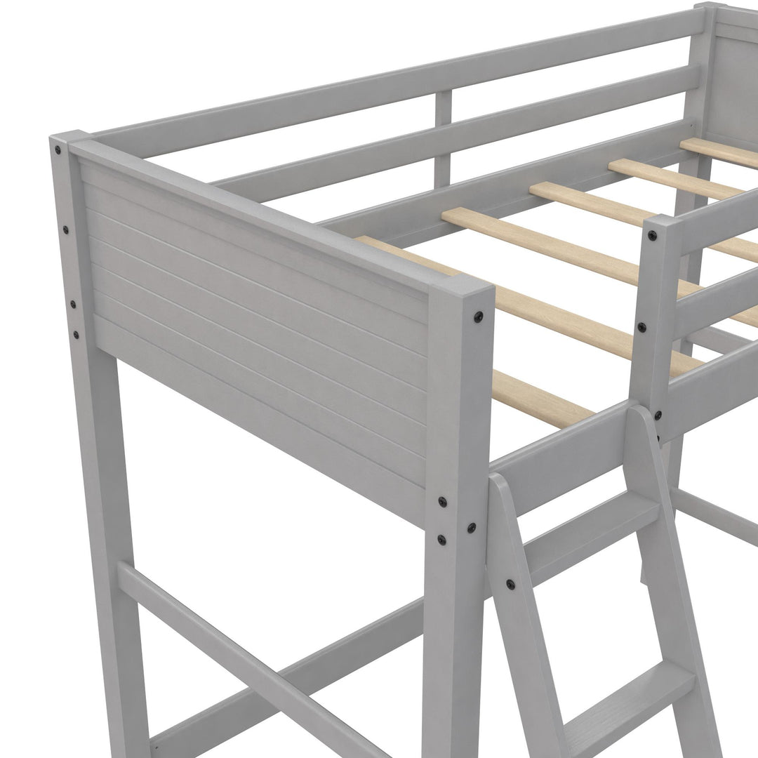 Your Zone Kiarah Twin Loft Bed with Ladder, Gray - Gray