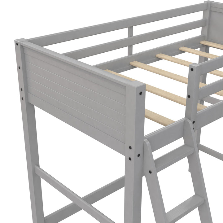 Your Zone Kiarah Twin Loft Bed with Ladder, Gray - Gray