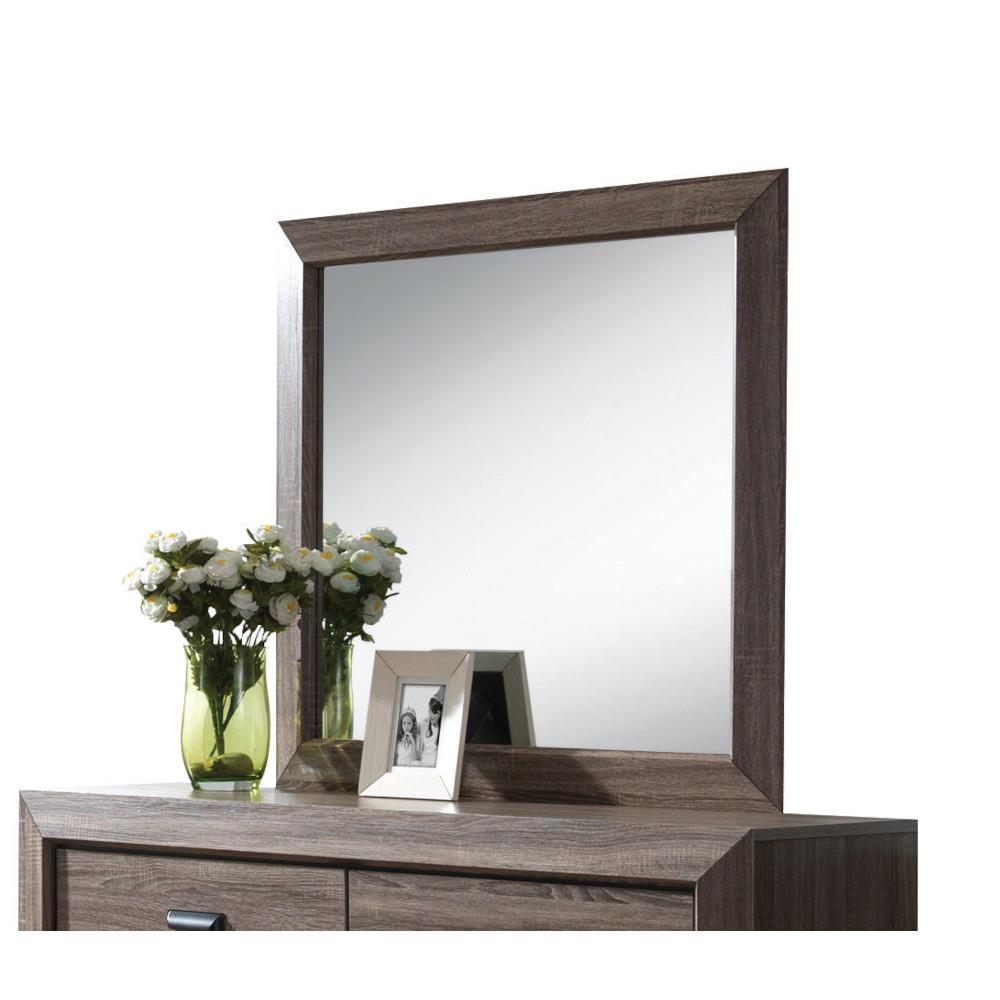 Lyndon Wood Framed Square Mirror  -  N/A