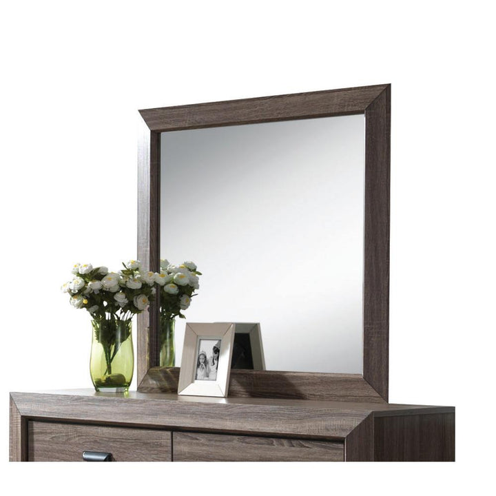 Lyndon Wood Framed Square Mirror  -  N/A