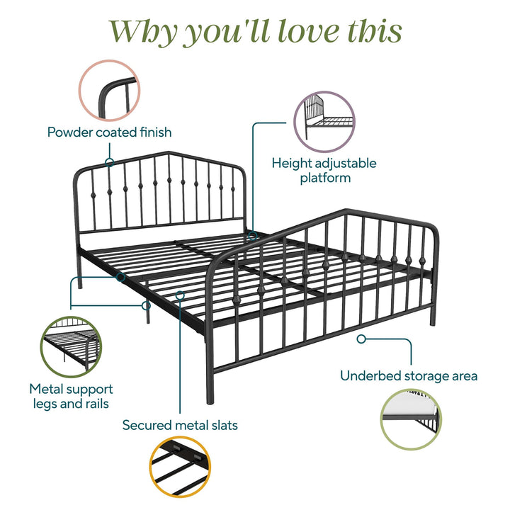 Bushwick Metal Bed - Black - Full