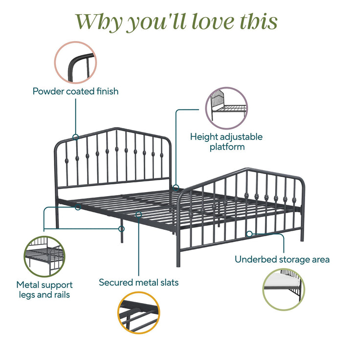 Bushwick Metal Bed - Gray - Full