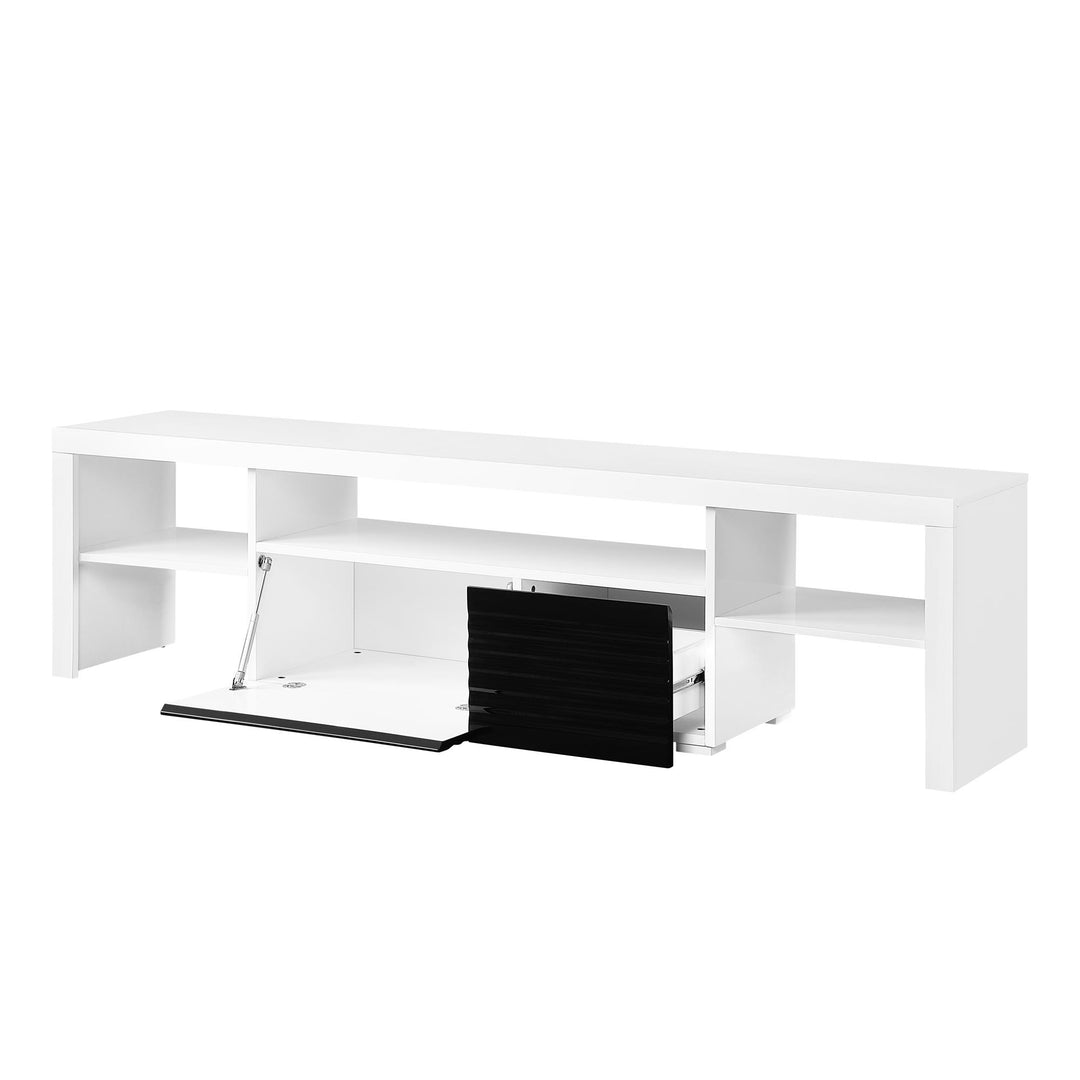 Modern TV Stand with Drawer and Storage - White