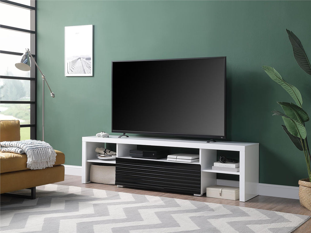 Modern TV Stand with 3 Open Compartments - White