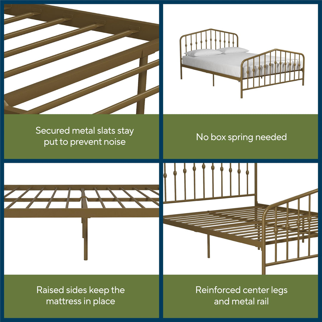 Bushwick Metal Bed - Gold - Full