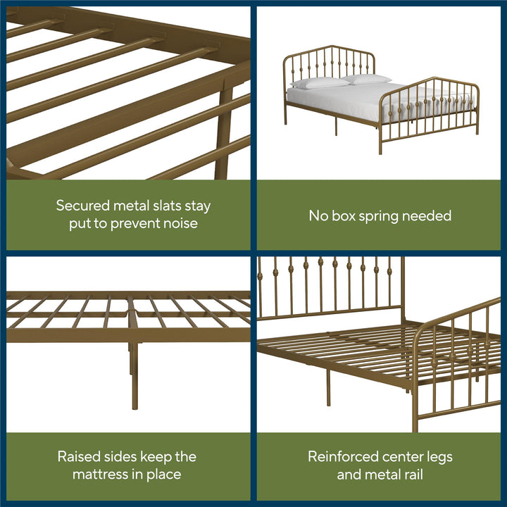 Bushwick Metal Bed - Gold - Full
