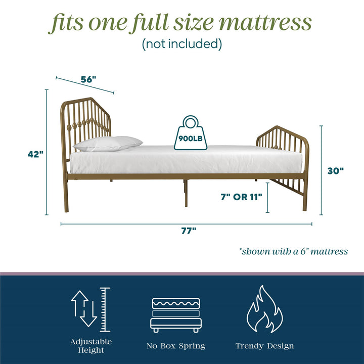 Bushwick Metal Bed - Gold - Full