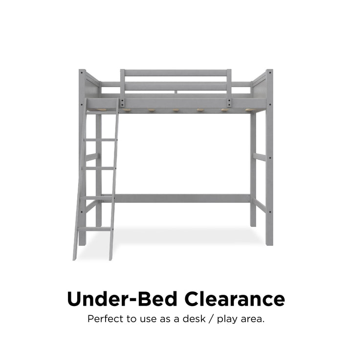 Your Zone Kiarah Twin Loft Bed with Ladder, Gray - Gray