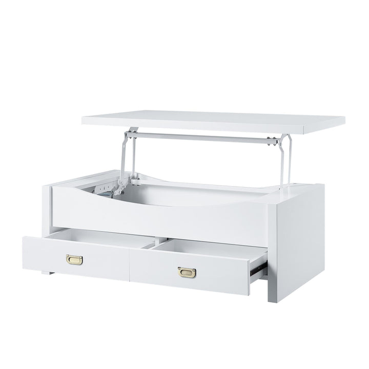 best Lift-Top Coffee Table with 2 Storage Drawer - White