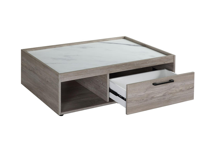 Rectangular Coffee Table with Storage Drawer for office - Gray Oak