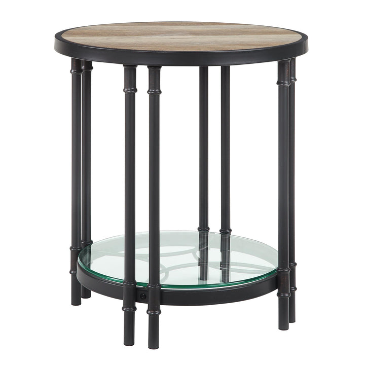 Brees End Table with Oak and Sandy Black Finish - Oak