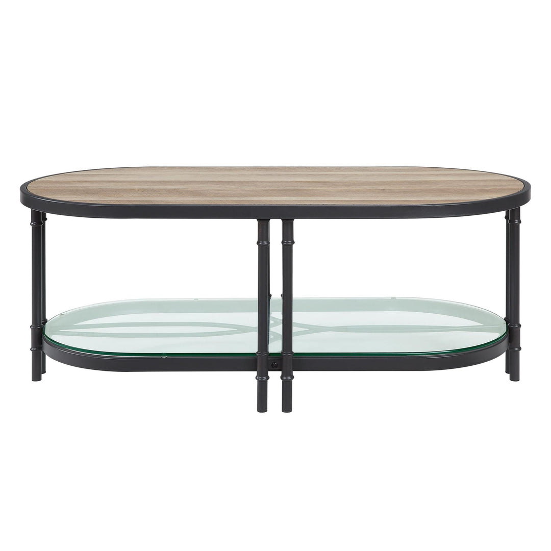 Brees Coffee Table with Oak and Sandy Black Finish - Oak