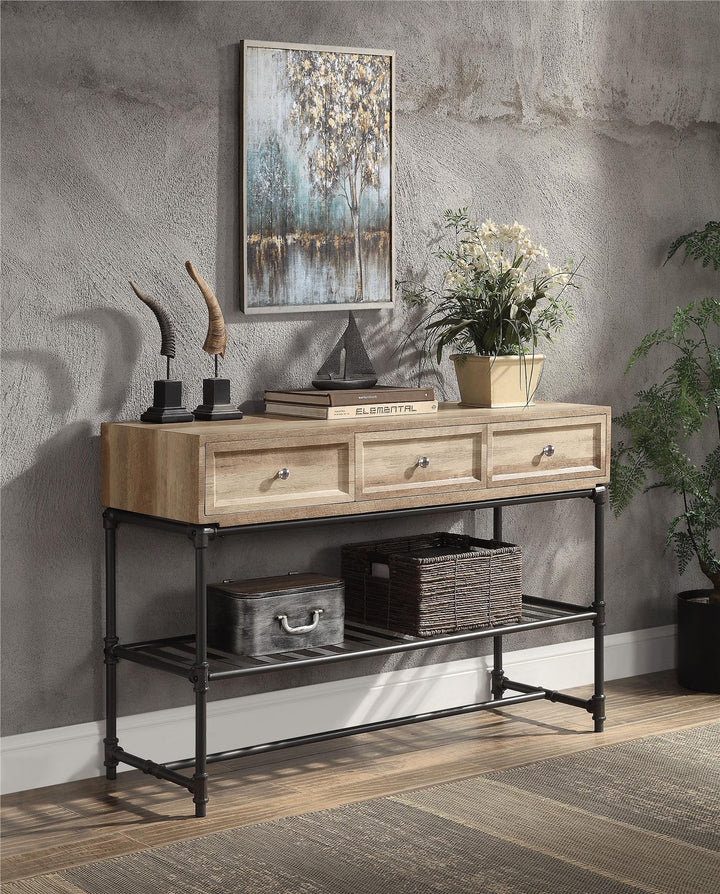3 Storage Drawers sofa table - Natural