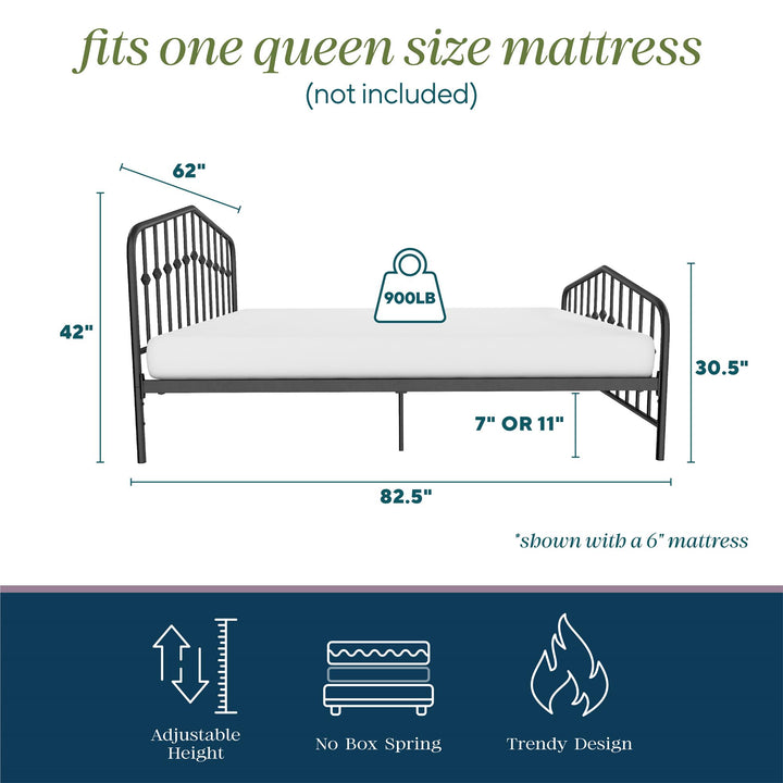 Bushwick Metal Bed - Black - Queen